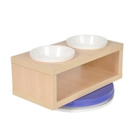 【MOMOCAT】雙口餐桌防蟻魔墊組 天然白橡色 碗架附瓷碗