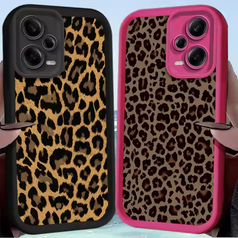 Fashion Leopard Print Phone Case For Xiaomi Redmi Note 14 14S 12 11 Pro Plus 5G 12S 11S 10S 10 9 Red