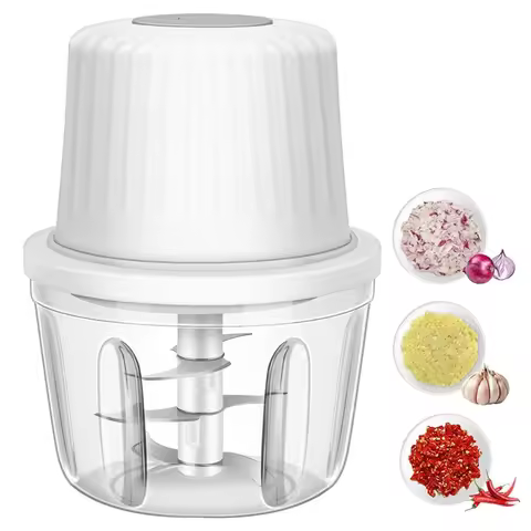 400ML Electric Garlic Chopper, 6 Blades Garlic Grinder Mini Vegetable Chopper, USB Portable Veggie C