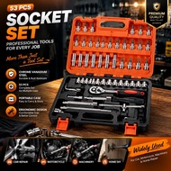 53PCS Chrome Vanadium Bolt Socket 53PCS Wrench Screwdriver Bit Set Repairing Kit Tool Set Repair Rat