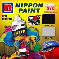 SYK Nippon Paint Pylox Spray Paint Heat Resistant (Silver 709 & Black 708) Spray Karat Motor Penyemb