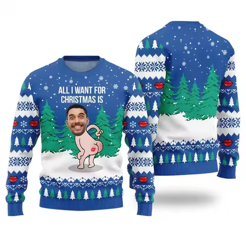 Custom Avatar Photo Mischief Funny Ugly Sweater Men Women Long Sleeve Crewneck Sweatshirt Merry Chri