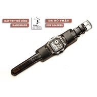 Handmade RAM Leather Genuine Leather Watch Strap for Casio CASIO AE1200, AE 1200, 1300 WHD and Super