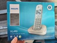 全新單機Philips 飛利浦  家居無線電話 入伙禮物 平行進口產品 house warming gift telephone 老人家 大字 XL490 兩腳插