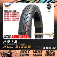 TAYAR MOTORSIKAL ARC-V A918 TUBELESS TYRE 70/90-16, 80/90-16, 90/80-16, 70/90-17, 80/90-17 (BUNGA BA