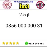 Kartu Perdana Indosat IM3 0856 000 000 31 Seri Double AAA 000000 B 650