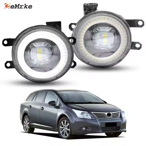 2X Led Angel Eye Halo PTF Lens & Super Bright Fog Lights 30W DRL for Toyota Avensis/ Avensis Tourer 