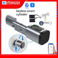 One Set TTlock Smart Cylinder Digital Fingerprint Lock, Mortise Bolt Password APP Key And IC Card Un