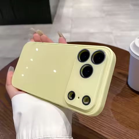 For iPhone 17 16 15 14 13 Pro Max 17Air Glass Phone Case Glass Lens Full Protection TPU Frame Candy 