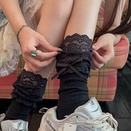 Lace Socks Women Calf Socks Pile Socks Cotton Bow jk Boots Socks with Boots