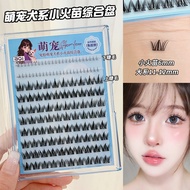 BQI Dog Style Little Flame Glue Free Lashes Ten Row Curled Upper Lower Thick Cluster Set