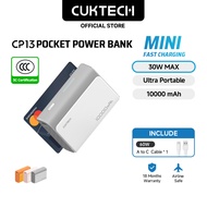 【3C Certification】CUKTECH Mini Powerbank 10000mAh 30W Max Fastcharging Powerbank iP16/15/14