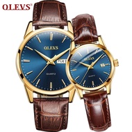 OLEVS jam tangan couple set murah original authentic fashion trend double calendar waterproof couple