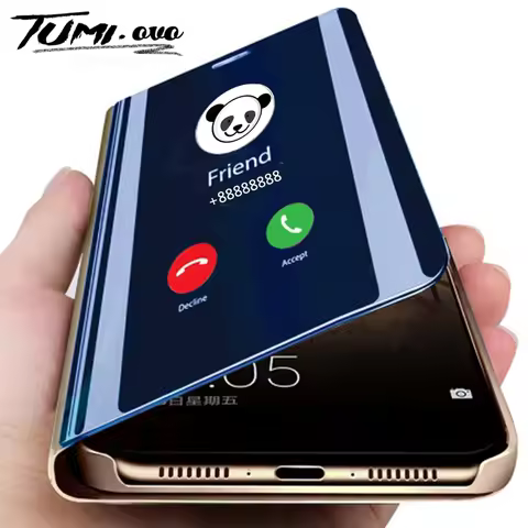 Mirror Flip Phone Case for Samsung Galaxy Note 10 Pro 9 8 S10 5G S9 S8 Plus S10E S7 Edge A80 A70 A50