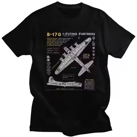 Custom B-17 Flying Fortress Spitfire T Shirts Short-Sleeve Cotton Tshirt T-shirt Fighter Plane War P