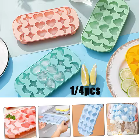 Silicone Ice Tray With Cover Ice Mold With Moon Star And Heart-Shaped Mold For Refrigeration Beverag
