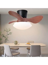 Ventilador De Techo Pequeño De Nogal De 24 '' Con Luces Y Control Remoto Led Ajuste De Color Ajustable Moderno Ventilador De Techo Con Motor Dc Silencioso De Bajo Perfil Para Habitación Cocina Comedor Patio