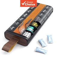 Portable Pill Organizer 7 Day Medicine Case AM PM Tablet Storage Box with Carry Handle