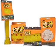 Scrub Daddy Dish Brush with Soap Dispenser, 2 Refill Heads, 1 Yellow Sponge and Connecting Head - Te