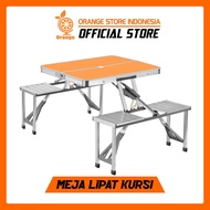 ORANGE Meja Piknik Lipat Portable Serbaguna Meja Lipat Koper Kursi Berkemah Meja Camping Outdoor