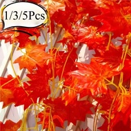 1/3/5Strings Artificial Maple Leaves - Autumn Wedding Party Decoration Plant - Red Leaf Fake Flowers