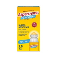 Aspercreme Odor Free Max Strength Lidocaine Pain Relief Liquid with Roll-On No Mess Applicator, 2.5 