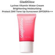 Glad2Glow Lychee Vitamin Water Cream Brightening Moisturising Protect 3IN1Tone Up Sunscreen SPF30PA+
