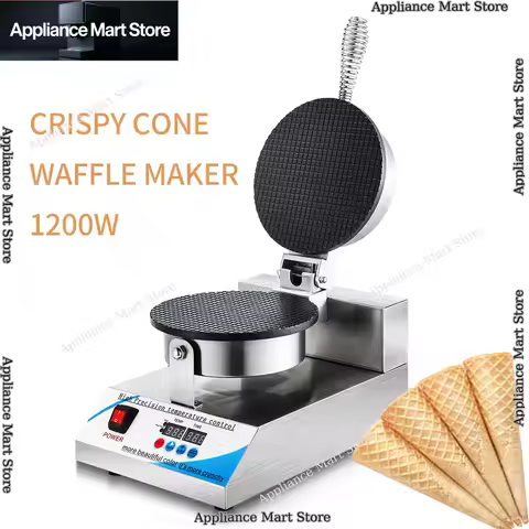 Electric Ice Cream Waffle Cone Maker 1200W Crispy Cone Waffle Maker Touchpad Egg Roll Waffle Maker W