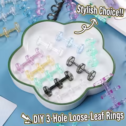 Plastic 3 Holes Binder Rings Transparent 3-holes Loose Leaf Rings Detachable Transparent Binder Ring