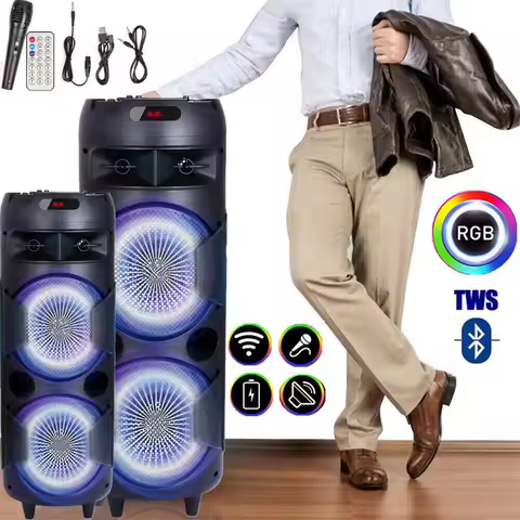 6000W Portable Bluetooth Speaker Sub woofer Heavy Bass Sound System Party Dj Karaoke RGB Light Recha