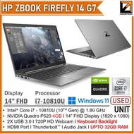 HP Zbook Firefly 14 G7 Gaming (1 YEAR WARRANTY T&C)Core i7-10th GEN  NVIDIA Quadra P520 4GB GPU