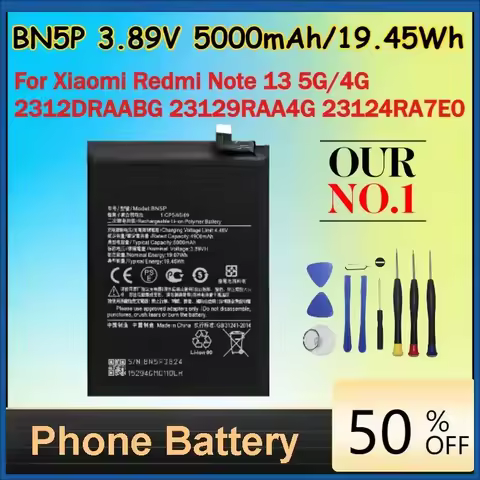 3.89V 5000mAh/19.45Wh BN5P Li-Ion Battery for Xiaomi Redmi Note 13 5G/4G 2312DRAABG 23129RAA4G 23124