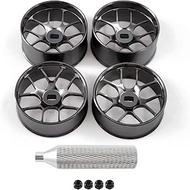 Abendor 4Pcs Metal 1/24 1/28 RC Car Drift Wheels, [2N+2W] 22mm 1/28 RC Car Drift Hubs for Mini-Z BBS
