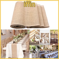 IFFIN Vintage Table Runner Party Decoration Burlap Hessian Natural Jute Burlap Chair Sashes