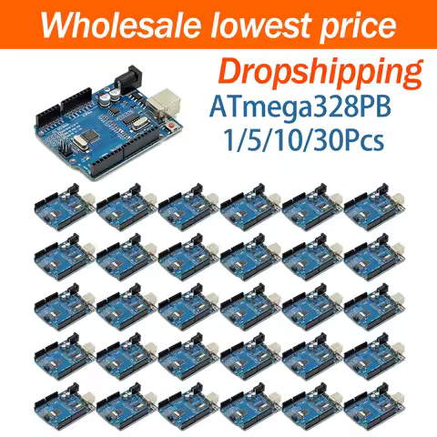 1/5/10/30Pcs Improved Enhanced UNO R3 Development Board ATmega328PB Chip Microcontroller Blue PCB Ma