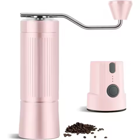 Electric and Manual 2 in 1 USB Rechargeable Coffee Bean Grinder with 40mm Burr for Espresso French P