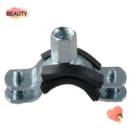 BEAUTY 2pcs Adjustable Pipe Support Clamp, With Nail Rubber Support Clamp, Durable 20/25/32/40/50/63mm Black Galvanized Iron Heavy Duty Pipe Clamp Fixed Pipe