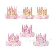 Cross-Border Baby Children 1st Birthday Party Decoration Birthday Crown Decoration Hat Birthday Deco