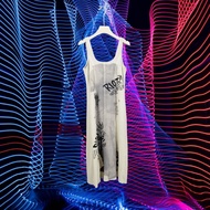 Second-Hand Ono THIRTEEN C Khaki Gray Ink Pattern Printing High Elastic Sleeveless Dress G822 [Menta