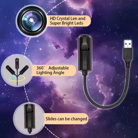 LED USB Projector Light 8pcs Planet Hearts Moon Astronauts Projection Patterns Ceiling Decorative Ni