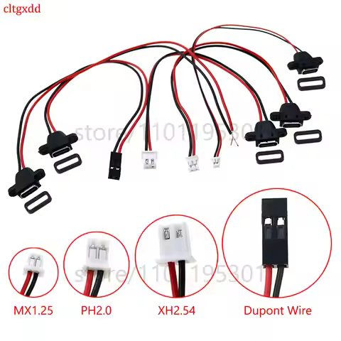cltgxdd Waterproof USB Type C Connector Charging Interface Female Socket With Welding Wire DuPont MX