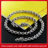 {FGJGYHJU} RY-Back word dragon head pattern s925 silver necklace double dragon head domineering fash