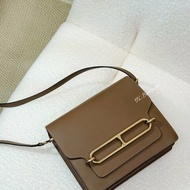 Hermes Roulis 23大象灰Evercolor豬鼻金釦下蓋斜背包
