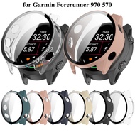 Tempered Glass+Case for Garmin Forerunner 970 47mm 570 42mm 965 265 Screen Protector Frame Bumper Co