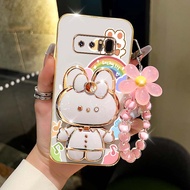 Case For Samsung Note 8 White Cartoon Rabbit Holder Bracelet  Plating Phone Case For Samsung Note 8 