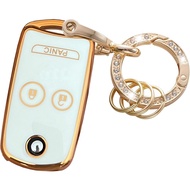 For Acura Key Fob Shell Remote Fit for Acura MDX RDX TL TSX ZDX Honda Accord (3 Buttons White-Gold)