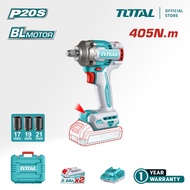TOTAL Tools Cordless Impact Wrench + Battery + Charger (20V / 405Nm / 1/2" / Brushless) TIWLI20451 /