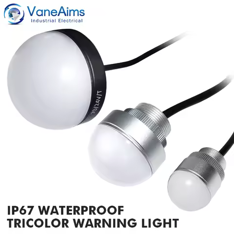 Tricolor Beacon Led warning light 12V 24V VaneAims Metal Waterproof Led Flashing Pilot Signal Lamp w