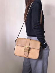 中古正品Celine金扣真皮豆腐包斜背包 男女適用