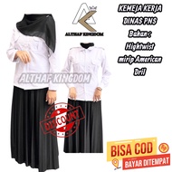 KEMEJA ALTHAF Regional Government Civil Servant Uniform - Women's Civil Servant Shirt - Long White W